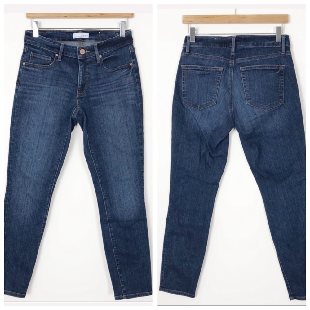 LOFT Dark Wash Curvy Skinny Denim Jeans Size 2